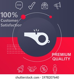 Whistle icon. Customize your design with a navy and red colored background template