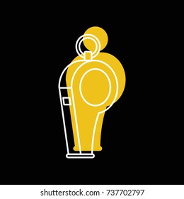 Whistle icon. Doodle illustration of whistle vector icon for web isolated on black background