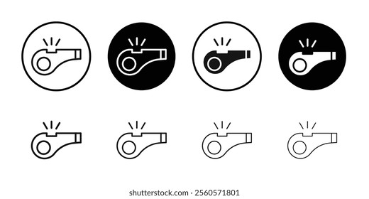 Whistle icon Flat outline fill set collection