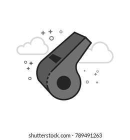 Whistle icon in flat outlined grayscale style. Vector illustration.