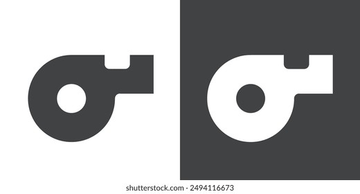 Whistle icon Flat set in black and white color outline vector