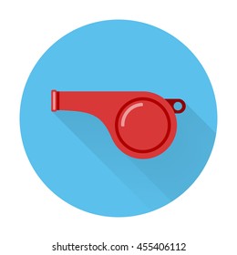 Whistle icon. Flat style, long shadow. Vector illustration
