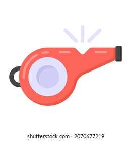 Whistle icon of flat style, referee whistle 