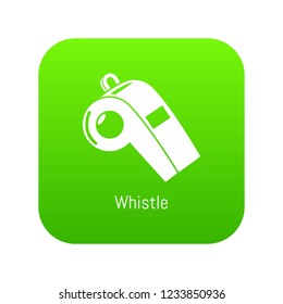 Whistle icon green vector isolated on white background
