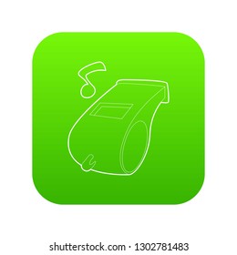 Whistle icon green vector isolated on white background