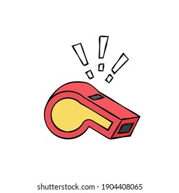 Whistle icon - hand drawn vector illustration. Flat colors.