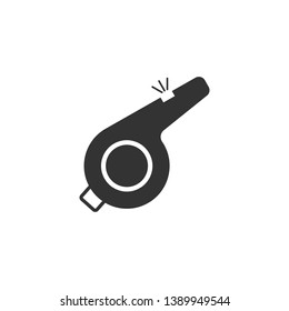 Whistle icon isolated. Referee symbol. Fitness and sport sign. Flat design. Vector Illustration