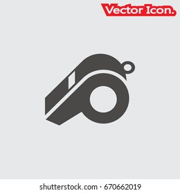 Whistle icon isolated sign symbol and flat style for app, web and digital design. Vector illustration.