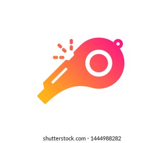 Whistle icon. Kick-off sign. Referee tool symbol. Classic flat style. Gradient whistle icon. Vector