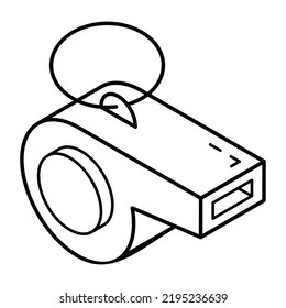 A whistle icon in linear, editable vector 