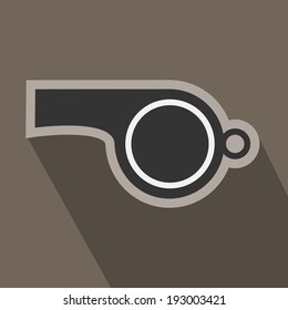 Whistle icon with long shadow- Flat modern design vector