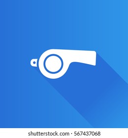 Whistle icon in Metro user interface color style. Sport referee competition