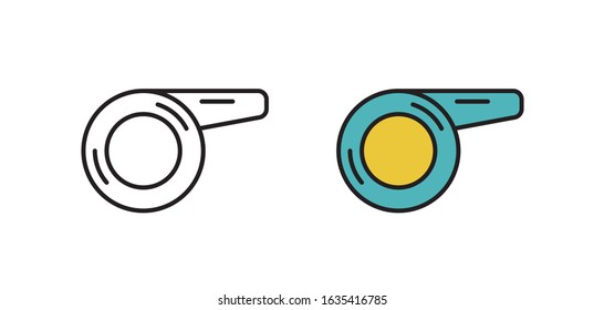 Whistle icon in modern flat style. Fitness and sports Line drawing on a white background. A symbol for your website, logo, or app. Vector illustration.