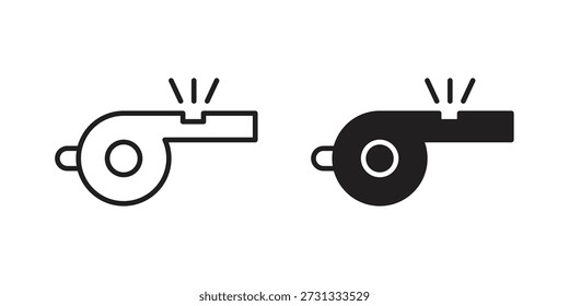 Pfeifsymbol auf weißem Hintergrund. Stock-Vektorsymbol