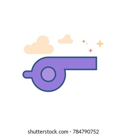 Whistle icon in outlined flat color style. Vector illustration.