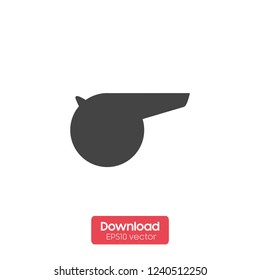 The whistle icon. Referee symbol. Flat Vector illustration