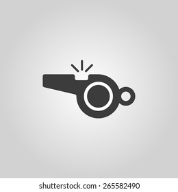 The whistle icon. Referee symbol. Flat Vector illustration