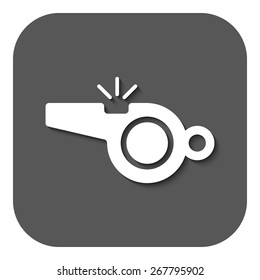 The whistle icon. Referee symbol. Flat Vector illustration. Button