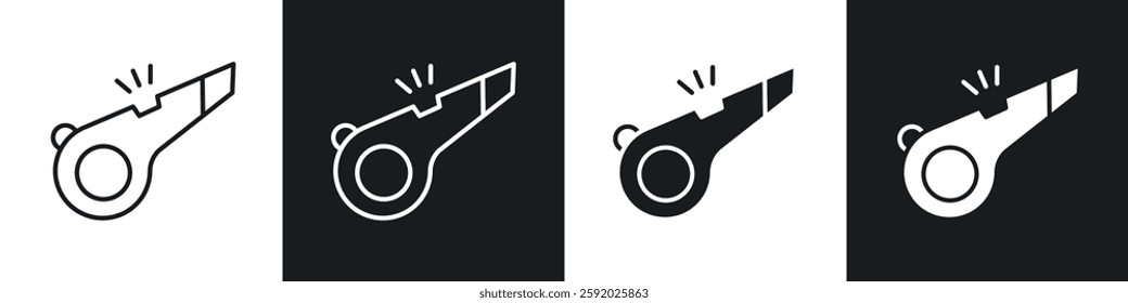 Whistle icon set black and white colors. Graphic Vector icons pack