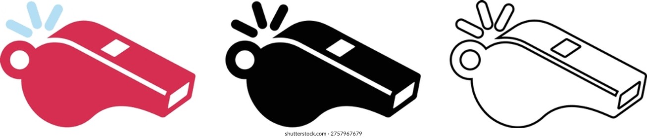Icono de silbato en estilo plano y contorno