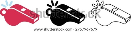 Whistle Icon Set in Flat and Outline Style