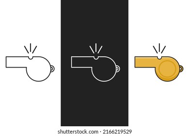 whistle icon set with flat and simple design for sports and training design elements