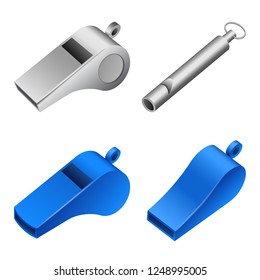 Whistle icon set. Realistic set of whistle vector icons for web design