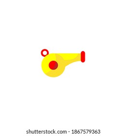 Whistle icon. Soccer or football icon. Simple, flat, color.
