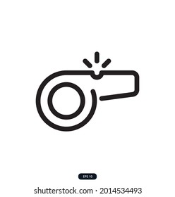 whistle Icon. Sport icons. Icons of active lifestyle, hobbies, sports equipment and clothing. Set of flat signs and symbols for web, and apps. Vector illustration.