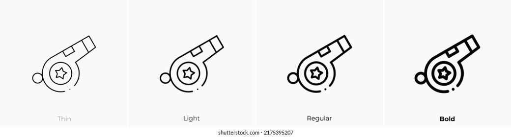 whistle icon. Thin, Light Regular And Bold style design isolated on white background