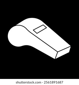 Whistle icon vector illustration, whistle clip art image, white on black background 