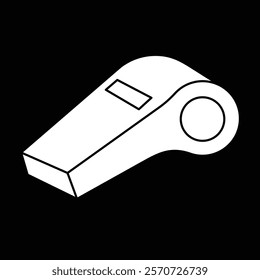 Whistle icon vector illustration, whistle clip art, white on black background