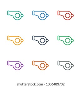 whistle icon white background. Editable outline whistle icon from fitness. Trendy whistle icon for web and mobile.