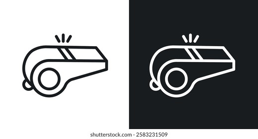 Whistle icons in black and white liner strokes for web design.