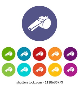 Whistle icons color set vector for any web design on white background