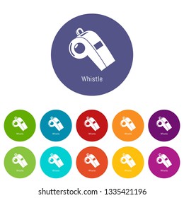 Whistle icons color set vector for any web design on white background