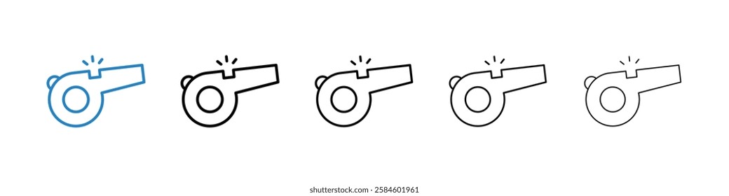 Whistle icons in five different stroke sizes