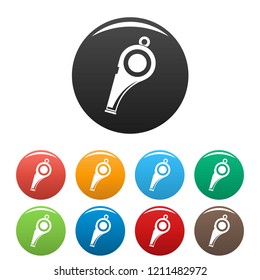 Whistle icons set 9 color vector isolated on white for any design