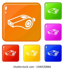 Whistle icons set collection vector 6 color isolated on white background