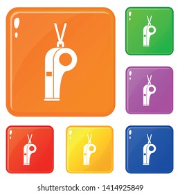 Whistle icons set collection vector 6 color isolated on white background