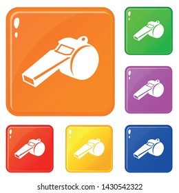 Whistle icons set collection vector 6 color isolated on white background