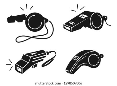 Whistle icons set. Simple set of whistle vector icons for web design on white background