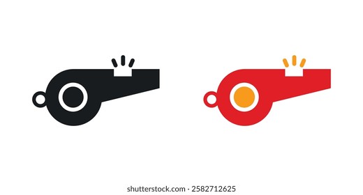 Whistle icons set vectors black and colored style