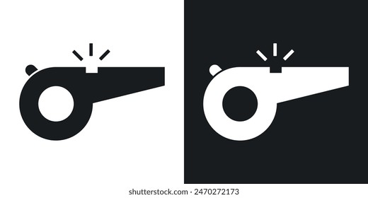 Iconos de silbido. Icono de Vector de silbato de árbitro de partido de fútbol o fútbol. Entrenador entrenador símbolo de soplar silbato.