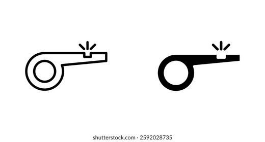Whistle icons. stroke line and black solid icons