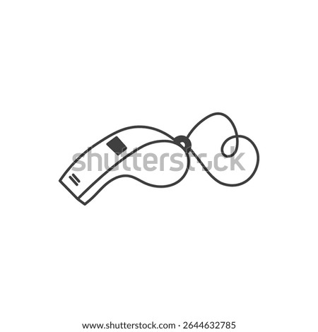Whistle Line Drawing. Simple sketch for umpire or referee designs. Doodle Vector illustration