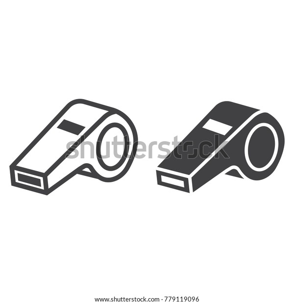 Whistle line and glyph icon, fitness and sport,\
referee sign vector graphics, a linear pattern on a white\
background, eps 10.