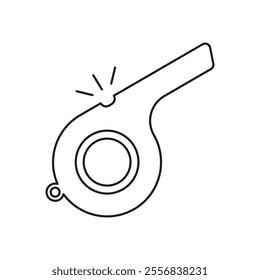 Whistle Line Icon. Referee Tool Outline Symbol. Sports Blowing Signal Sign. Signal or Alert Sound Tool. Editable Stroke. Isolated Vector Illustration.