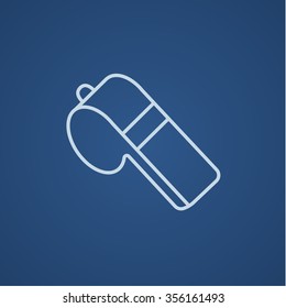 Icono de línea de silbido para web, móvil e infografía. Icono azul claro del vector aislado en fondo azul.