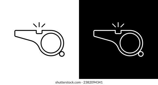Whistle in line style. Whistle for referee or trainer. Whistles icon.